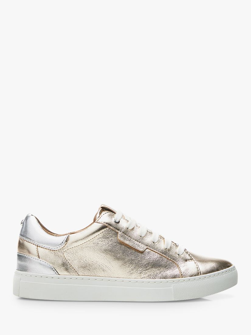 Moda in Pelle Ariba Metallic Leather Trainers, Gold at John Lewis ...