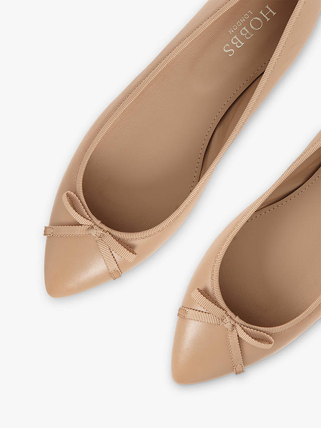 Hobbs Nikita Pointed Toe Leather Ballet Pumps, Camel