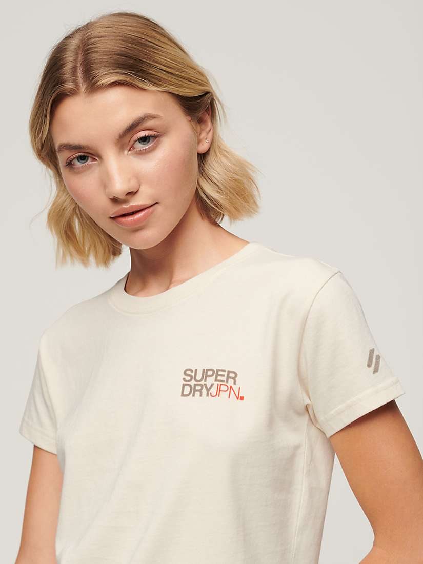 Buy Superdry Sportswear Logo Fitted T-Shirt, Rice White Online at johnlewis.com