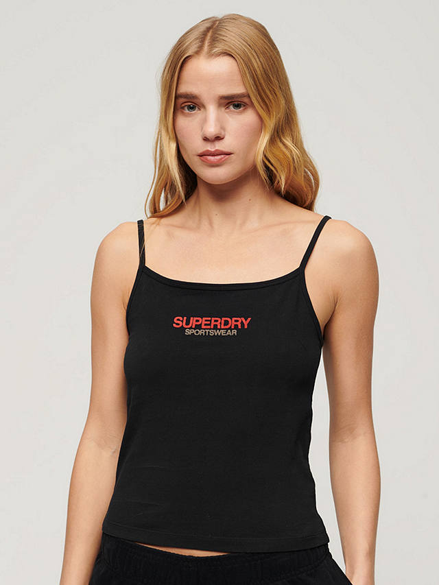 Superdry Logo Fitted Cami Top, Black