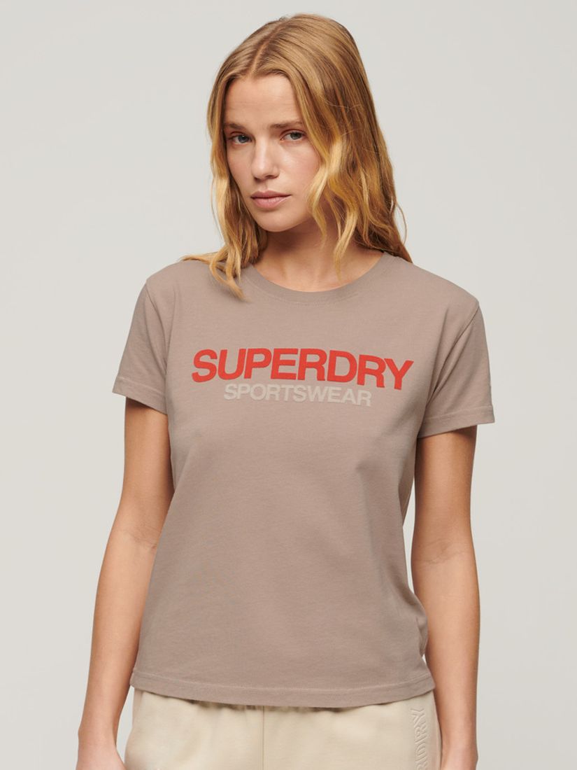 Buy Superdry Sportswear Logo Fitted T-Shirt, Beige Online at johnlewis.com