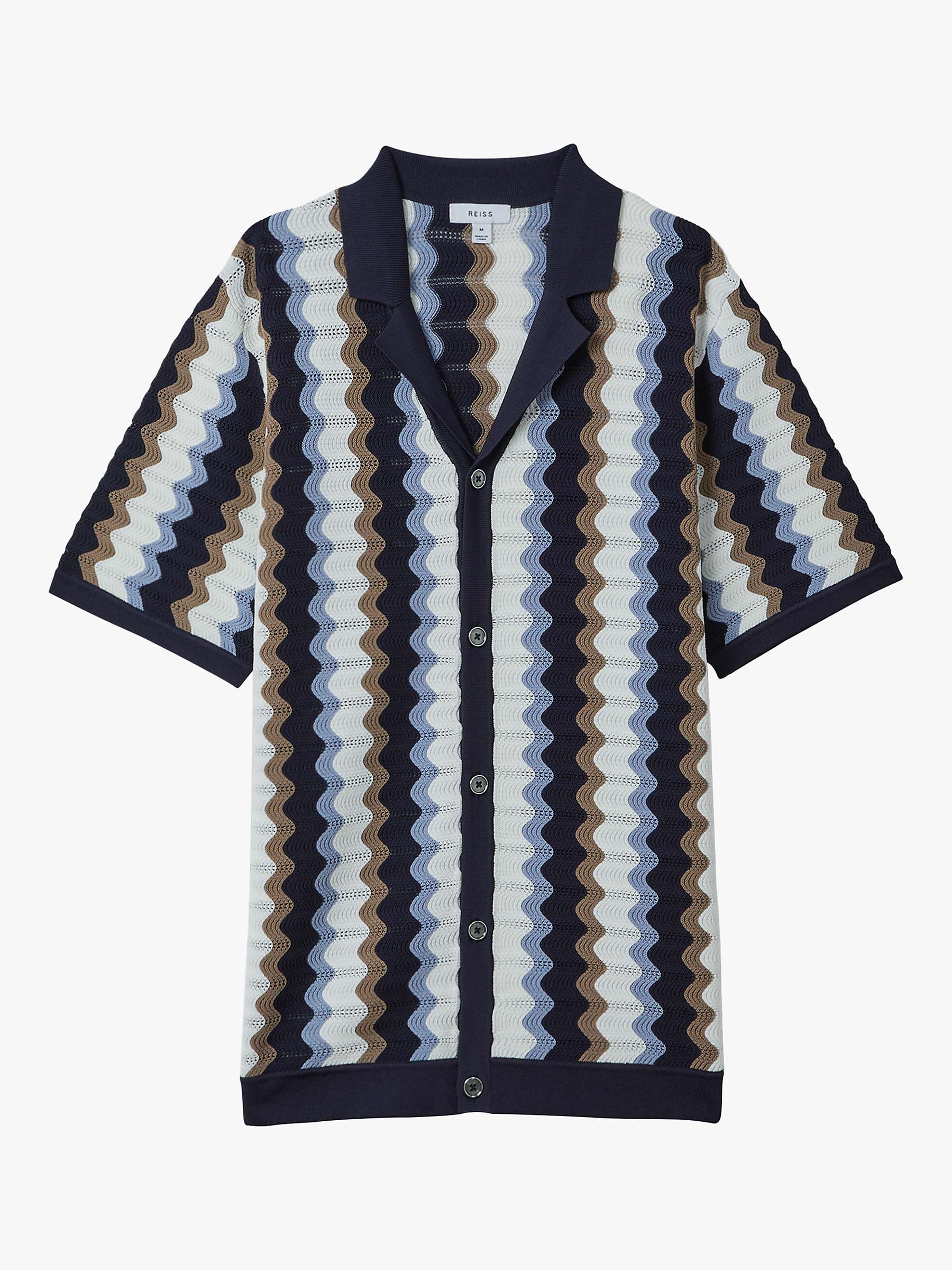 Buy Reiss Waves Knitted Cuban Collar Button Through Shirt Online at johnlewis.com