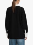 Reiss Aspen Oversized Rugby Top, Black/White