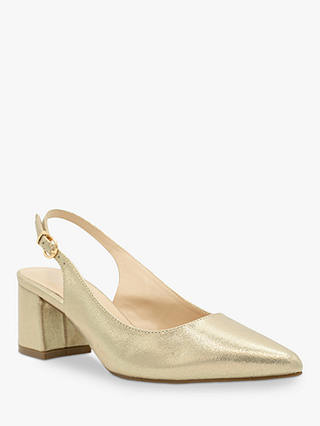 Paradox London Imelda Shimmer Block Heel Sling Back Court Shoes, Champagne