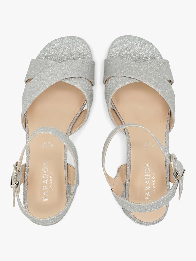 Buy Paradox London Neala Wide Fit Block Heel Glitter Sandals Online at johnlewis.com