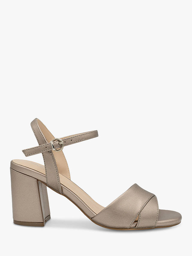 Paradox London Itzy Shimmer High Block Heel Ankle Strap Sandals, Pewter