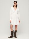 Superdry Ibiza Long Sleeve Tiered Mini Dress, White