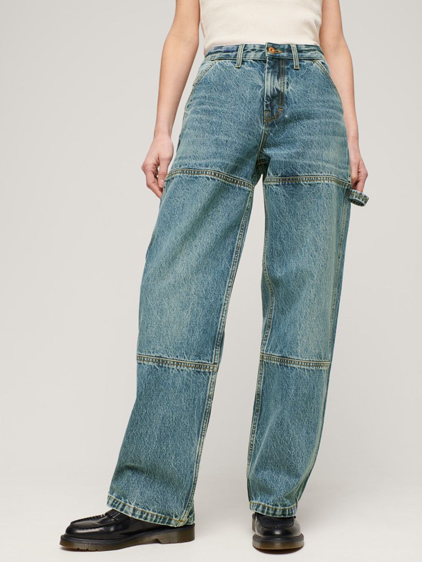 Superdry Organic Cotton Vintage Carpenter Jeans, Guerrero Mid Blue, W30/L31