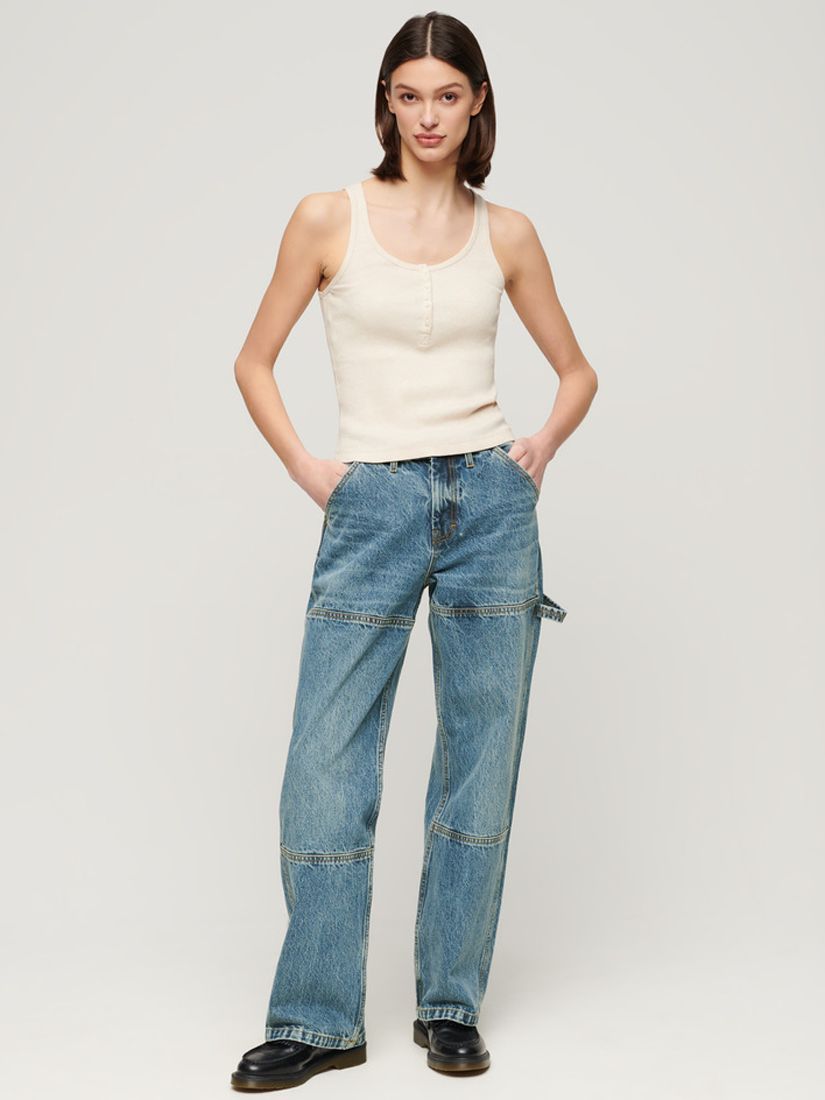 Buy Superdry Organic Cotton Vintage Carpenter Jeans, Guerrero Mid Blue Online at johnlewis.com