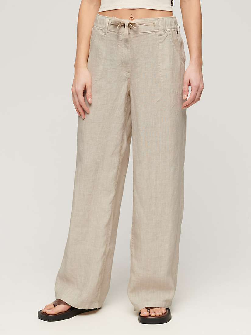 Buy Superdry Low Rise Wide Leg Linen Trousers Online at johnlewis.com