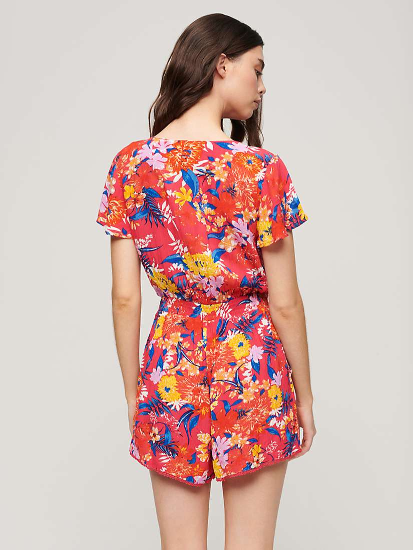 Buy Superdry Short Sleeve Beach Playsuit, Pink Anenome Online at johnlewis.com