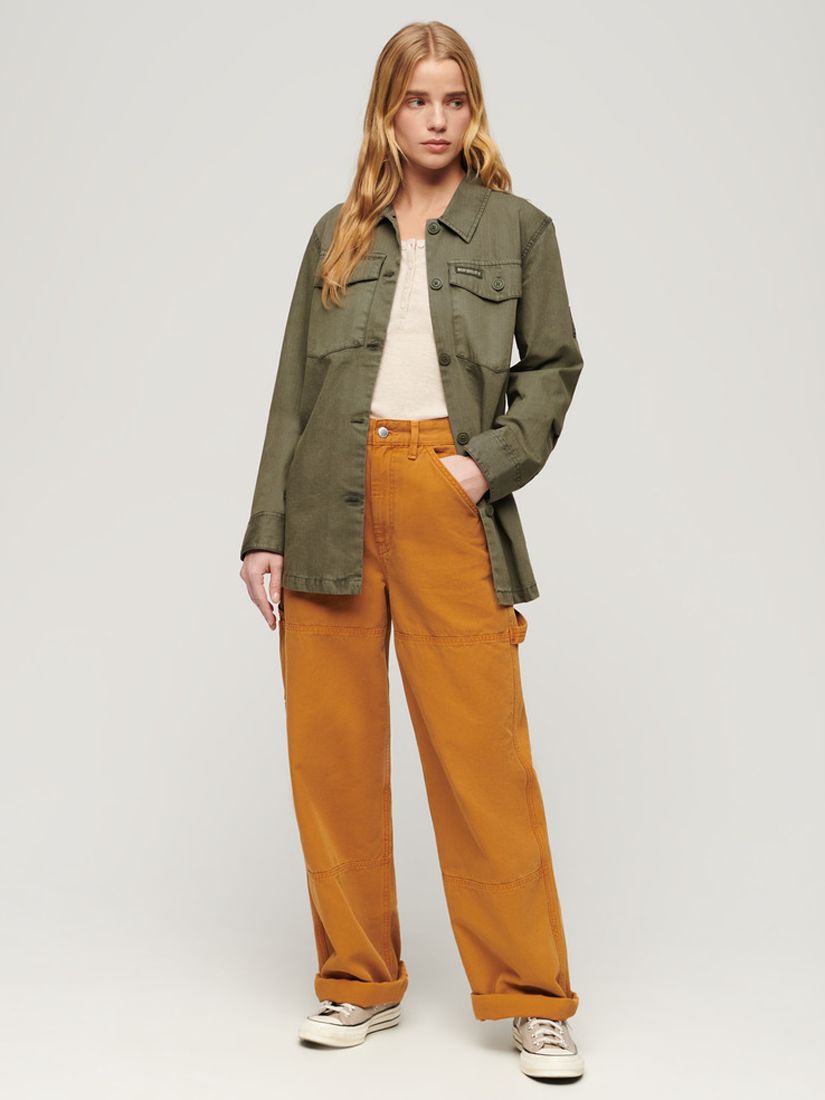Buy Superdry Oversized Military Overshirt, Dusty Olive Green Online at johnlewis.com