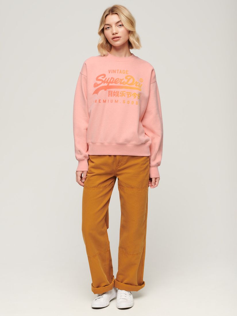 Buy Superdry Tonal Loose Sweatshirt, Peach Pink Marl Online at johnlewis.com