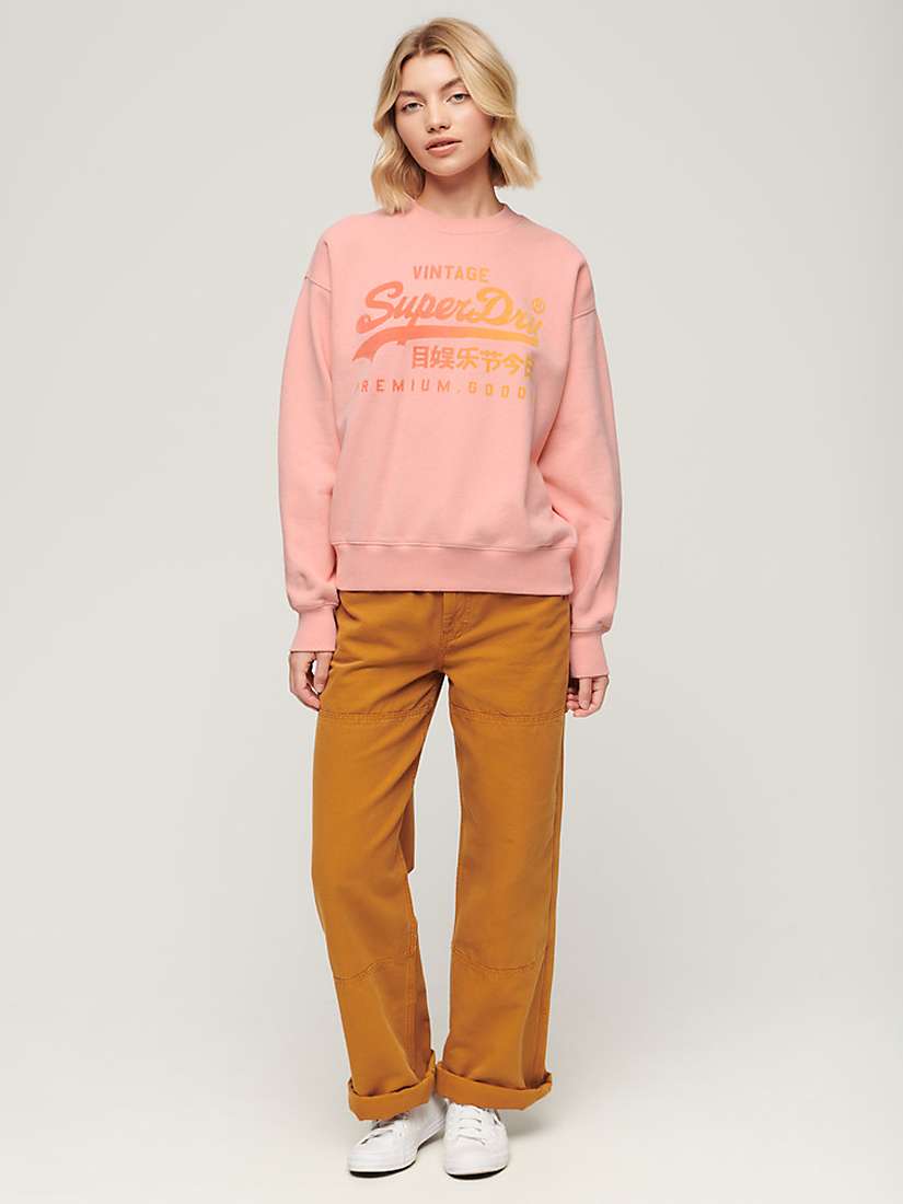 Buy Superdry Tonal Loose Sweatshirt, Peach Pink Marl Online at johnlewis.com
