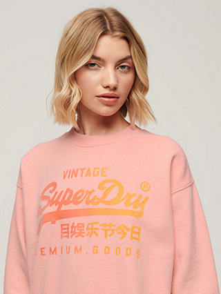 Superdry Tonal Loose Sweatshirt, Peach Pink Marl