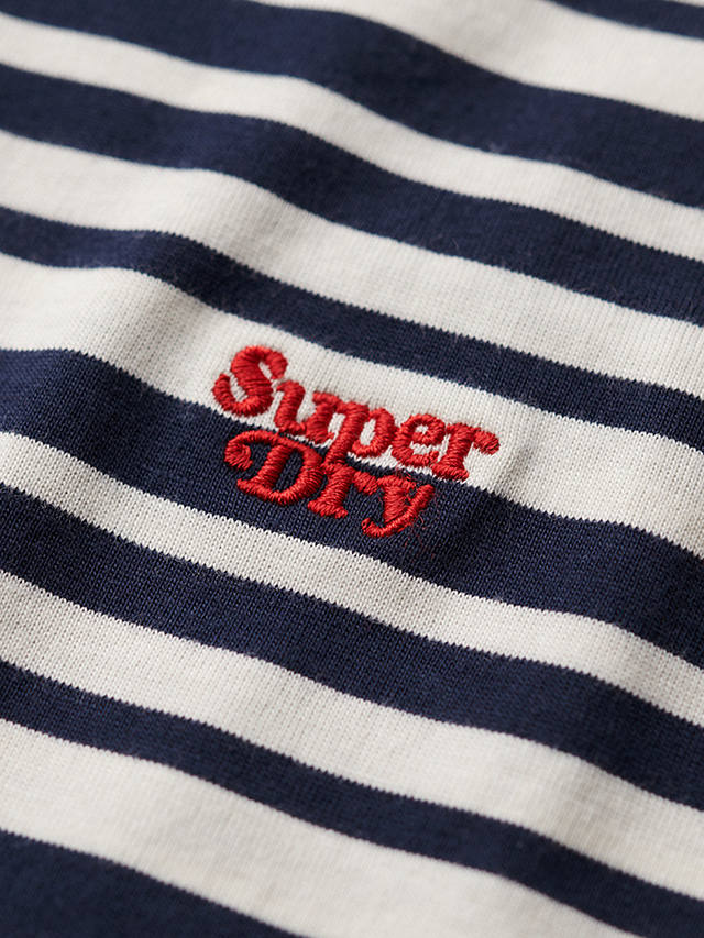 Superdry Essential Logo Striped Fitted T-Shirt, Richest Navy Stripe