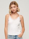 Superdry Essential Lace Trim Cami Top, Optic