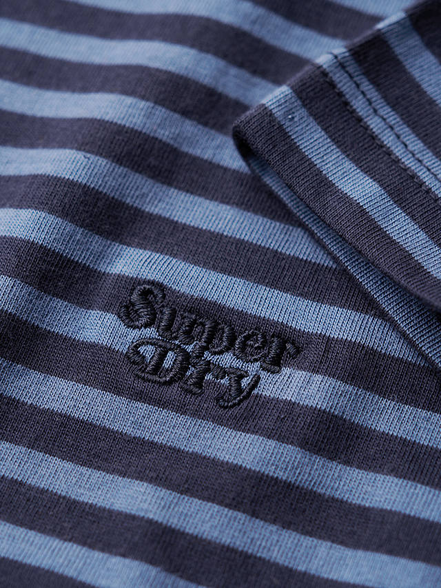 Superdry Essential Logo Striped Fitted T-Shirt, Blue/Navy