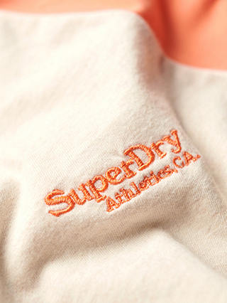 Superdry Essential Logo Long Sleeve Baseball Top, Coral/Oat Marl