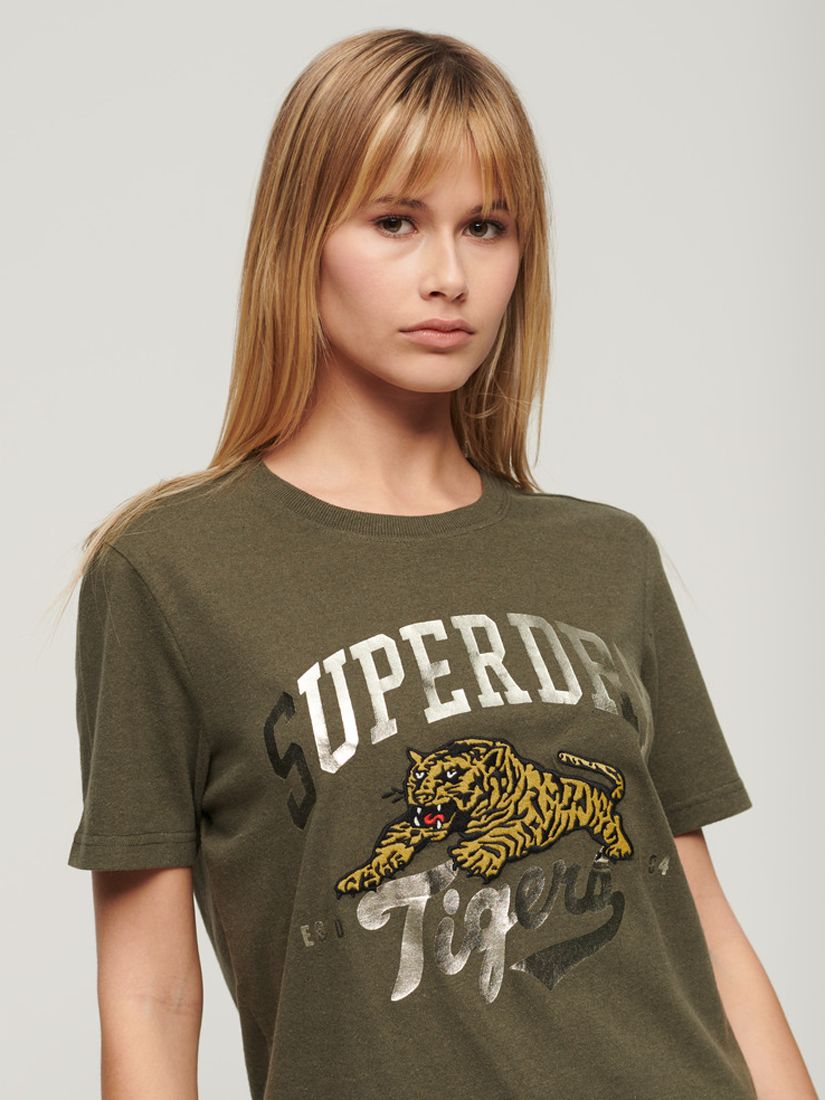 Buy Superdry Reworked Classics T-Shirt, Khaki Marl Online at johnlewis.com