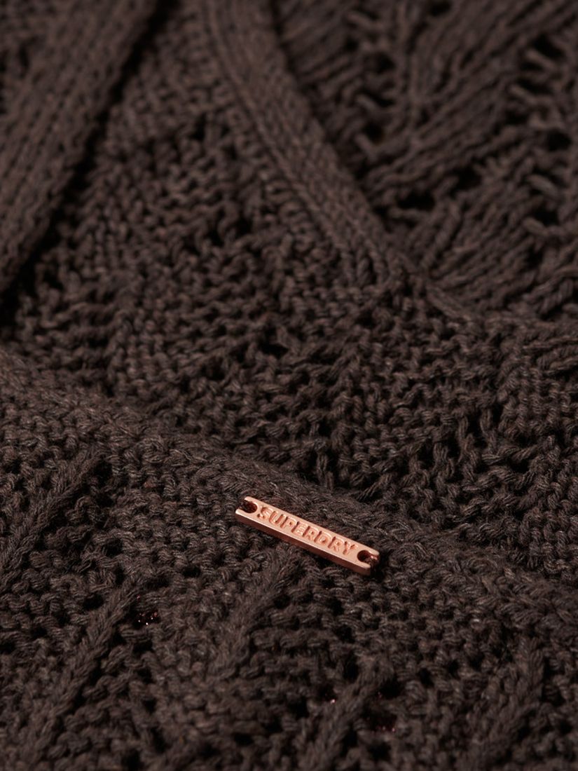 Superdry Crochet Cami Top, Dark Oak Brown, 10