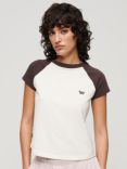 Superdry Organic Cotton Essential Logo Raglan T-Shirt, Brown/Off White