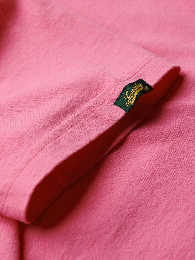 Buy Superdry Varsity Flocked Fitted T-Shirt, Fluro Pink Online at johnlewis.com