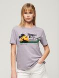 Superdry Outdoor Stripe Relaxed T-Shirt, Parma Violet Purple