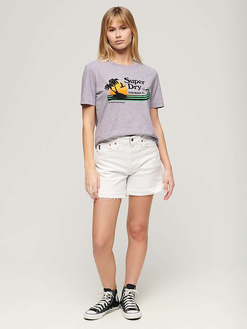 Buy Superdry Outdoor Stripe Relaxed T-Shirt, Parma Violet Purple Online at johnlewis.com