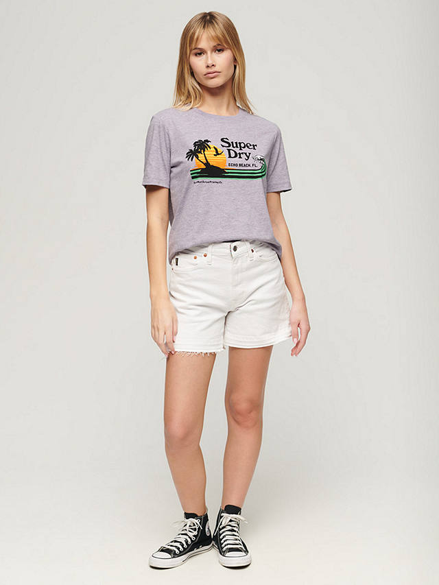 Superdry Outdoor Stripe Relaxed T-Shirt, Parma Violet Purple