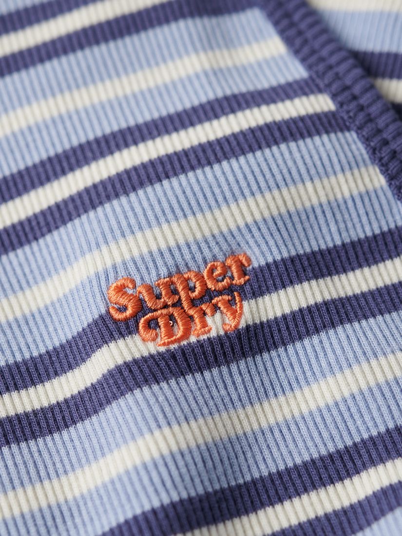 Buy Superdry Essential Logo Striped Racer Vest Top, Rich Blue Stripe Online at johnlewis.com