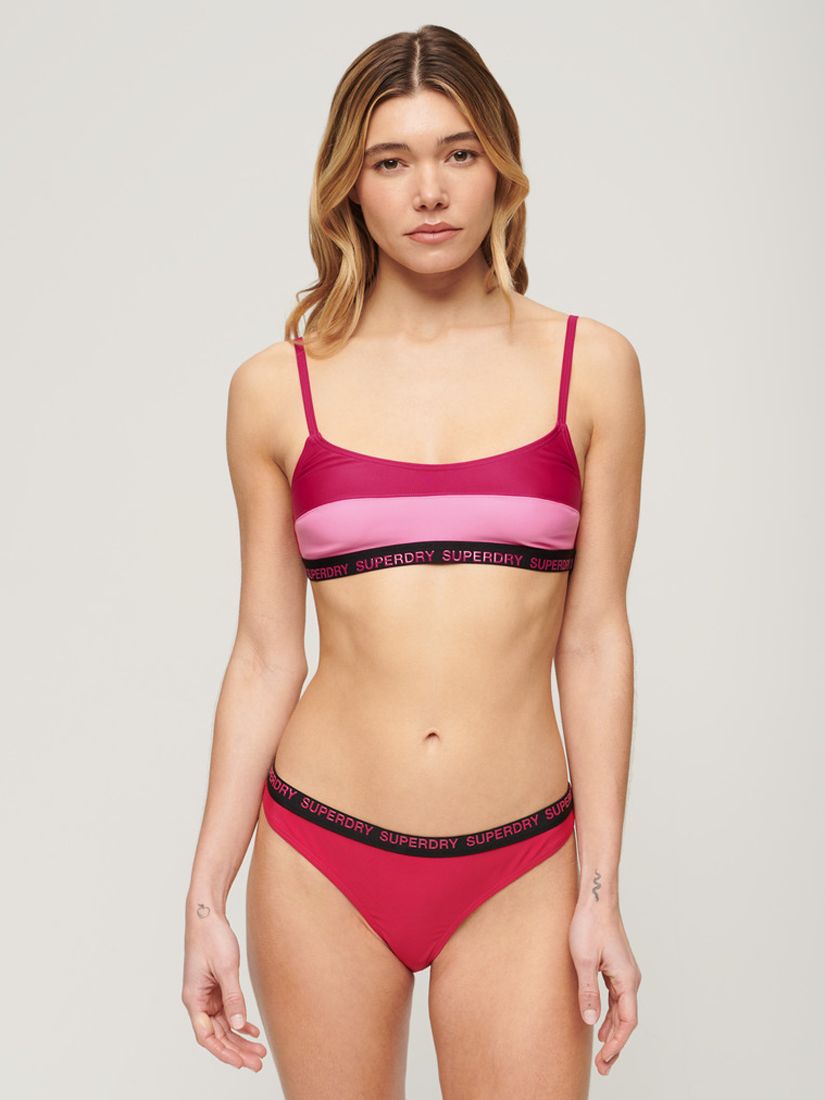 Buy Superdry Elastic Bralette Bikini Top, Logan Pink Online at johnlewis.com