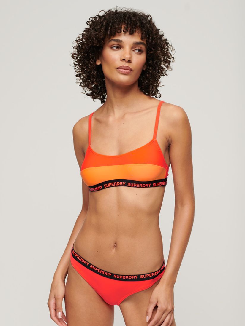 Superdry Elastic Bralette Bikini Top, Neon Sun Orange, 16