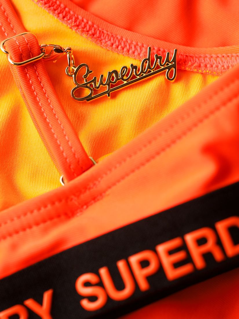 Superdry Elastic Bralette Bikini Top, Neon Sun Orange, 16