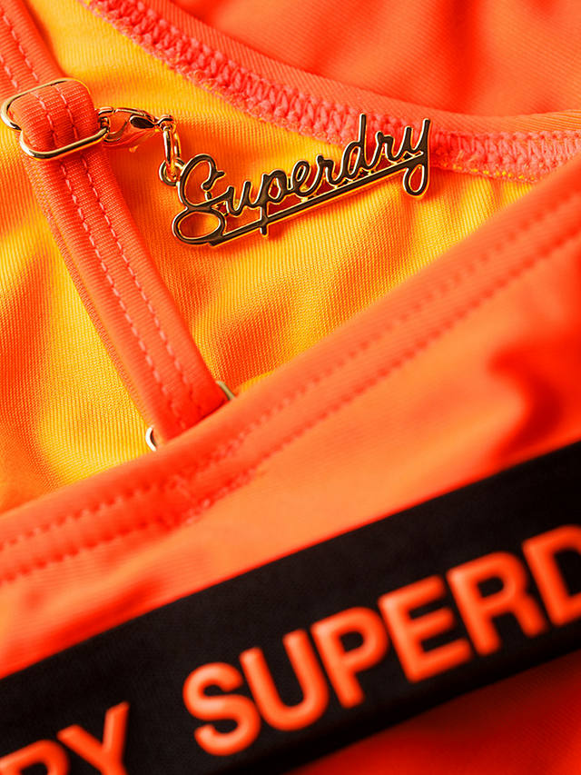Superdry Elastic Bralette Bikini Top, Neon Sun Orange