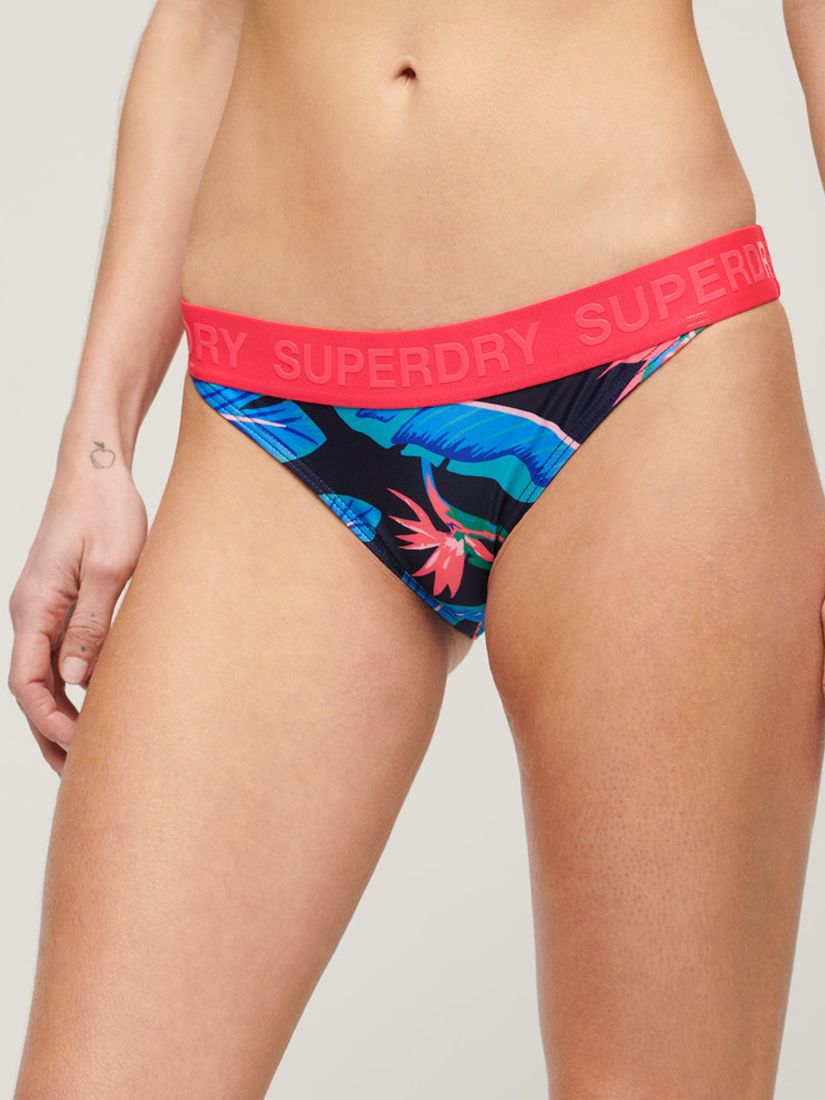Superdry Logo Classic Bikini Briefs, Navy Paradise, 16
