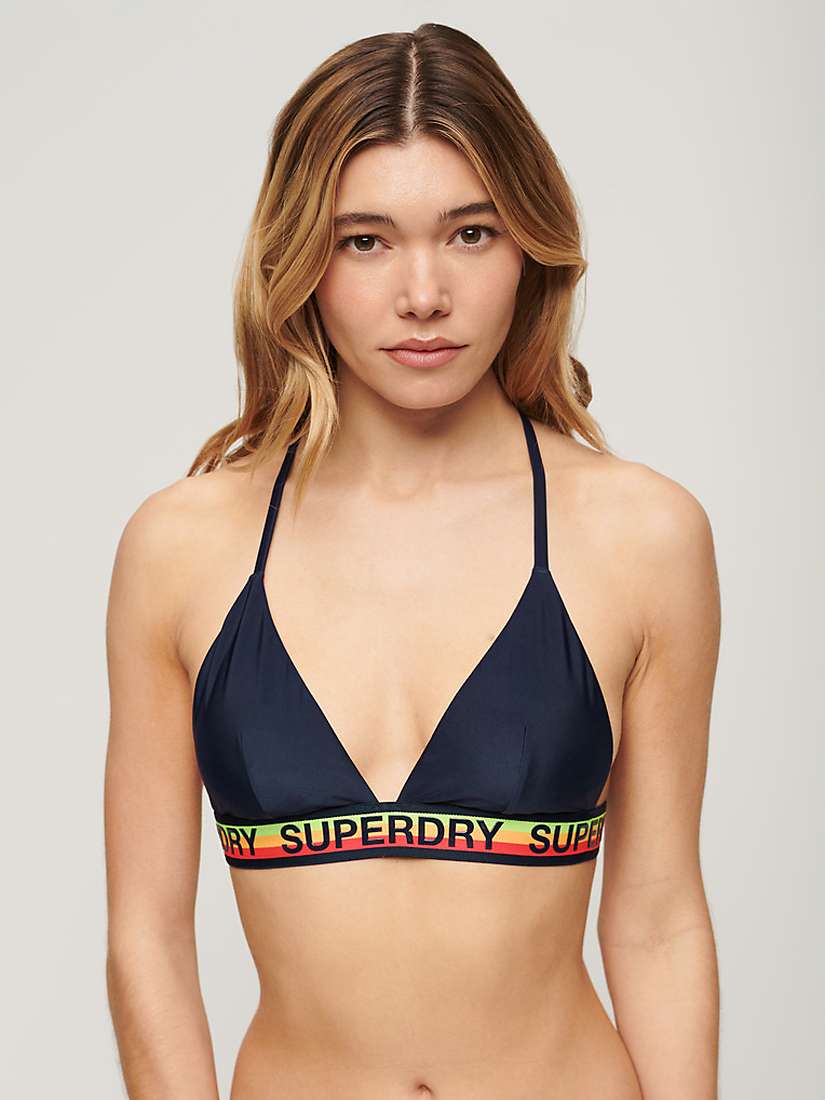 Buy Superdry Logo Triangle Bikini Top, Rich Navy Online at johnlewis.com