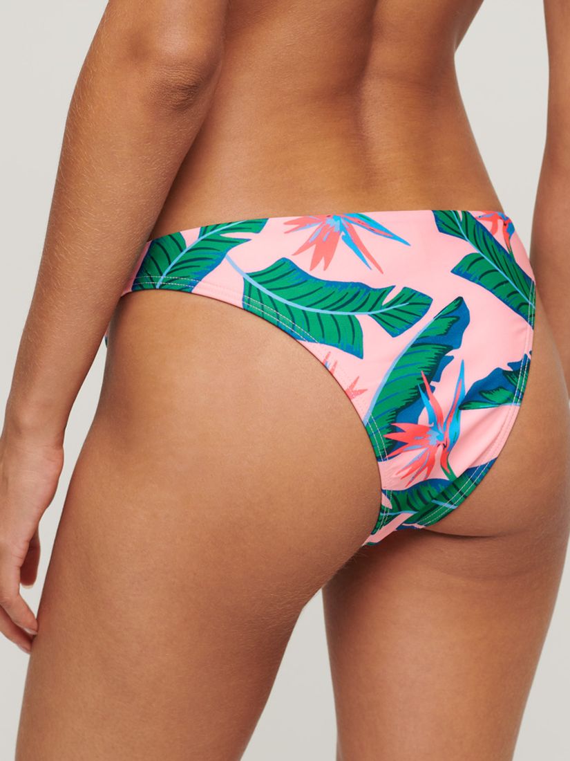 Superdry Tropical Cheeky Bikini Briefs, Malibu Pink Paradise, 10
