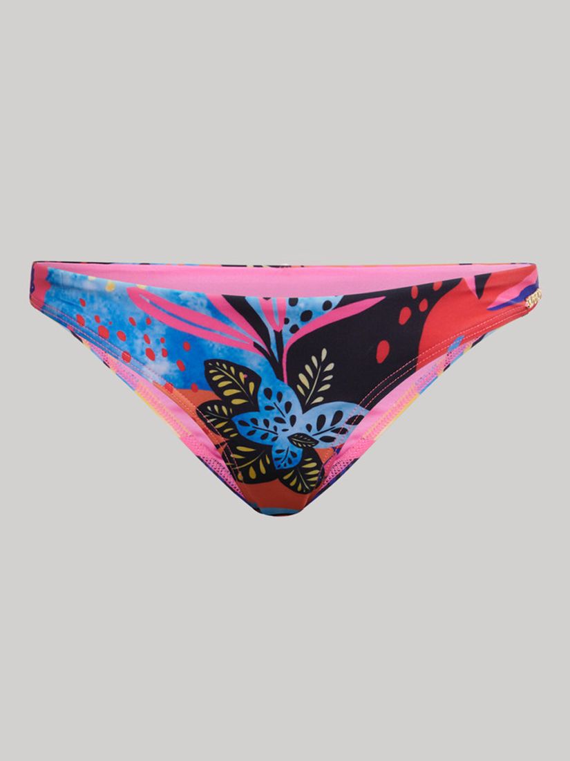 Superdry Tropical Cheeky Bikini Briefs, Blue Tropical, 12