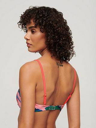 Superdry Tropical Bandeau Bikini Top, Malibu Pink Paradise