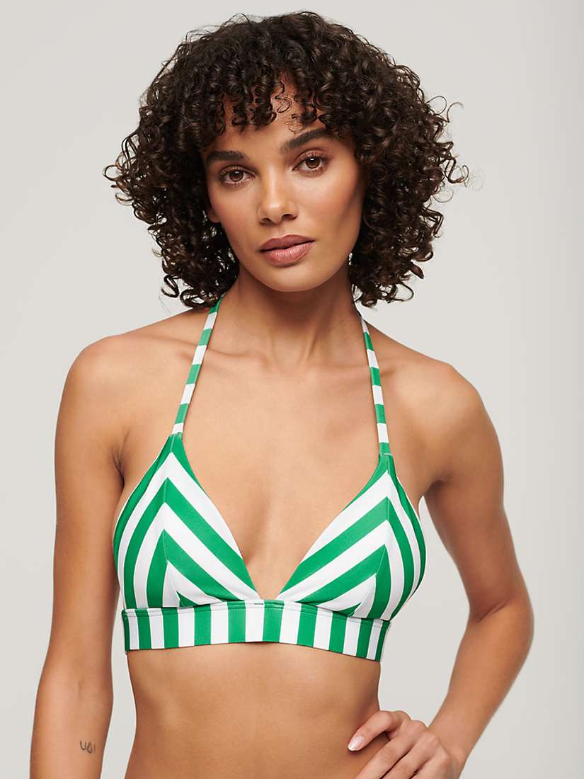Buy Superdry Stripe Triangle Bikini Top, Green Online at johnlewis.com