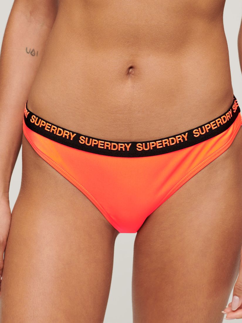 Superdry Elastic Cheeky Bikini Briefs, Neon Sun Orange, 14