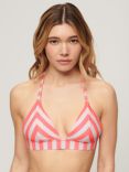 Superdry Stripe Triangle Bikini Top, Pink Stripe