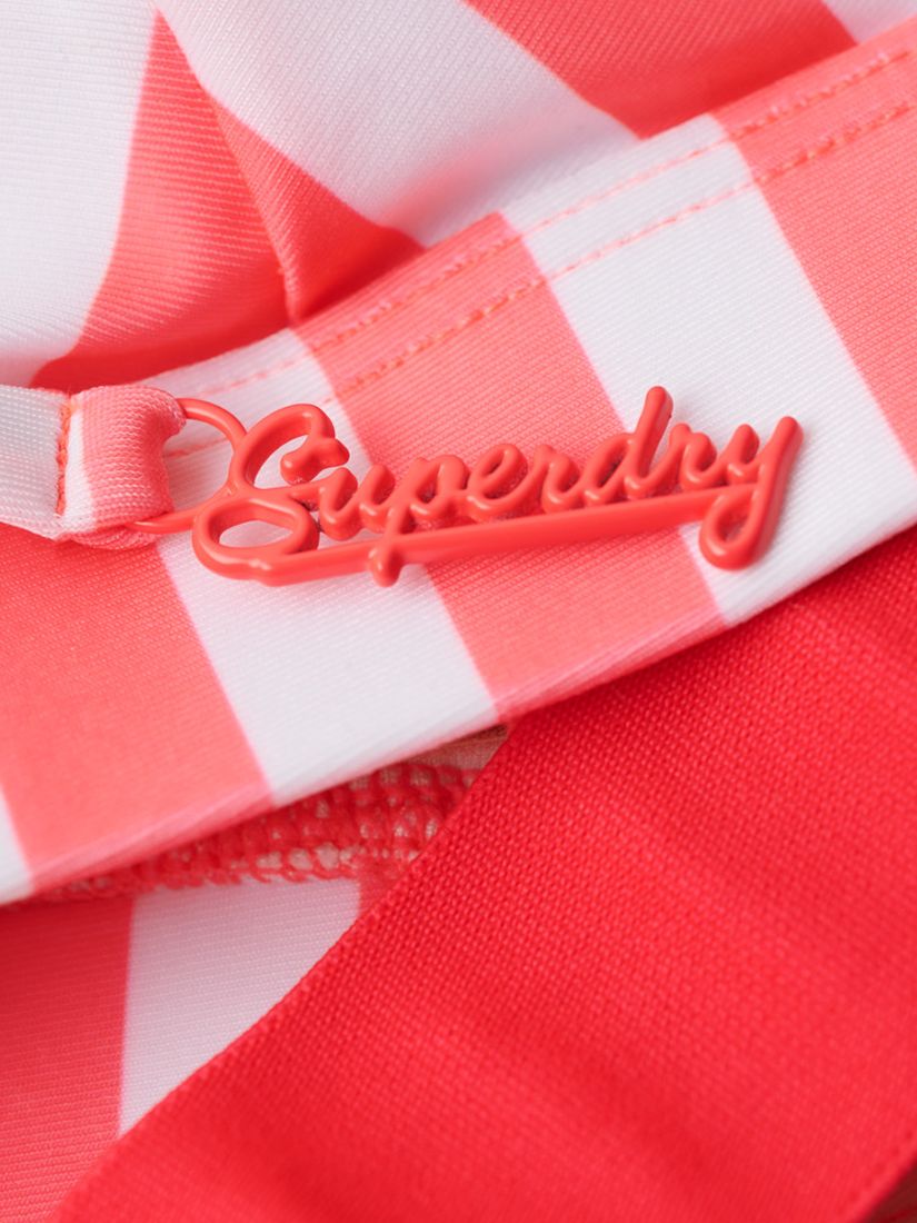 Superdry Stripe Triangle Bikini Top, Pink Stripe, 8