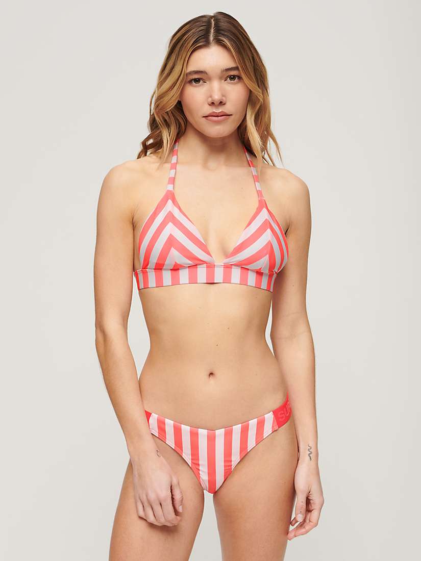 Buy Superdry Stripe Triangle Bikini Top, Pink Stripe Online at johnlewis.com