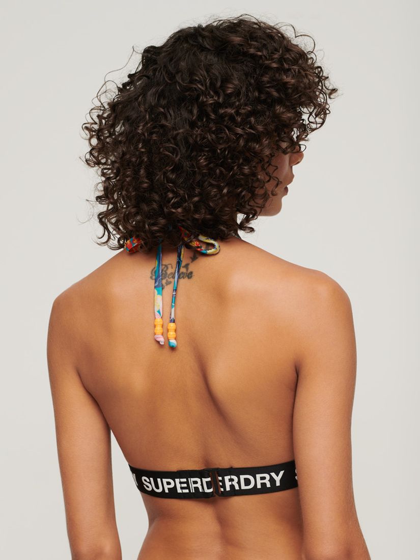 Superdry Logo Triangle Bikini Top, Bali Blue Anemone, 12