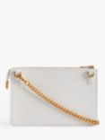 Reiss Picton Leather & Raffia Chain Strap Crossbody Bag, White/Natural