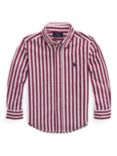 Ralph Lauren Kids' Striped Cotton Shirt, Red/Multi