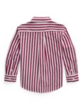 Ralph Lauren Kids' Striped Cotton Shirt, Red/Multi