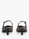 Reiss Jade Snake Effect Kitten Heel Slingback Shoes, Grey/Black, Snake